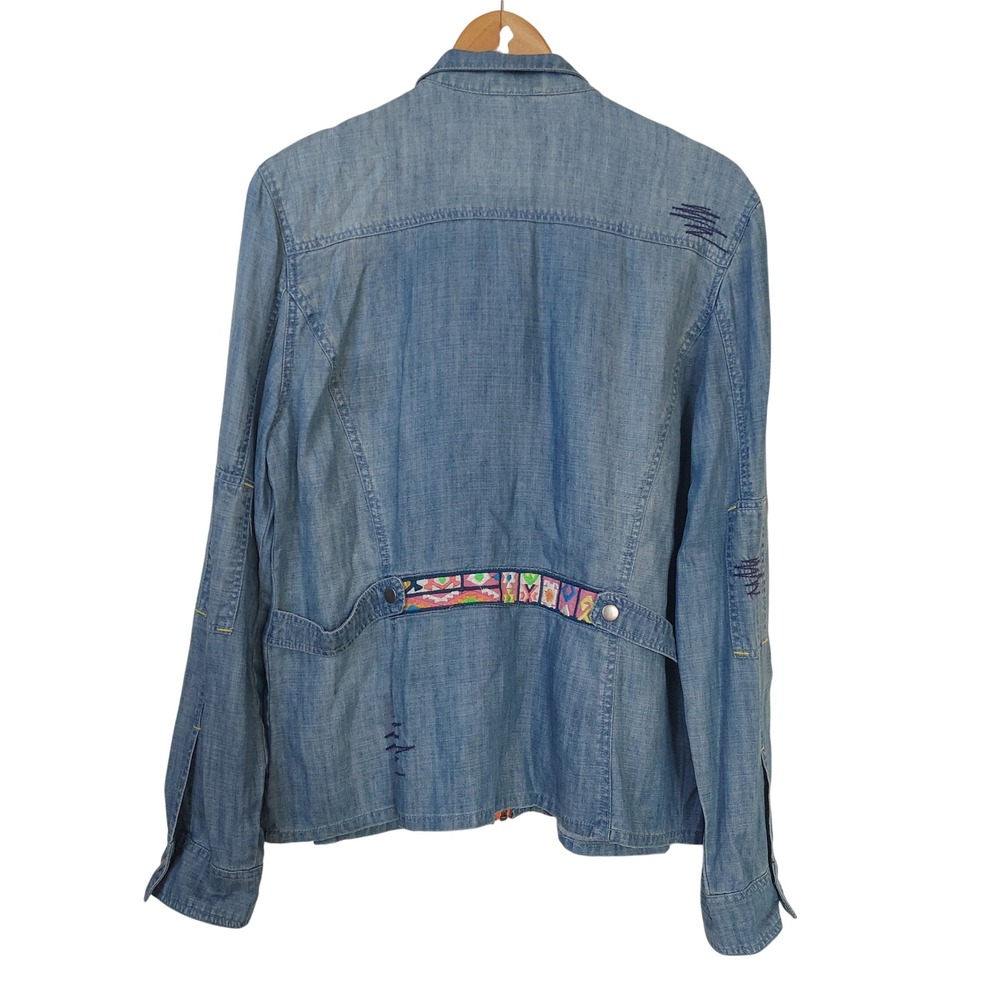 Double D Ranch Tencel Linen Southwestern Aztec Embroidered Jacket Size Medium - Picture 4 of 9